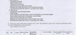 Sızır Belediyesi Araç Satış İlanı