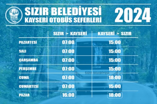 Sızır Belediyesi Kayseri Otobüs Seferleri